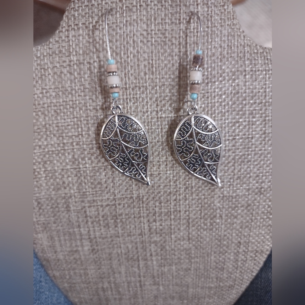 Silver Leaf Dangle Earrings